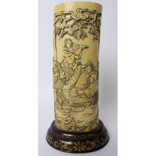 255 - A Japanese carved ivory tusk