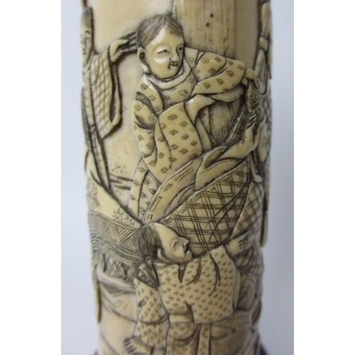 255 - A Japanese carved ivory tusk