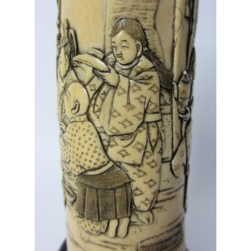 255 - A Japanese carved ivory tusk