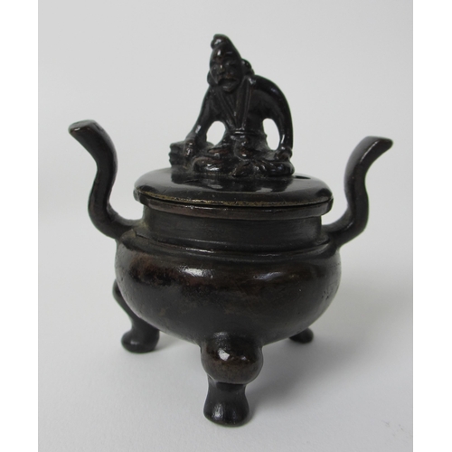 258 - A bronze miniature censer and cover