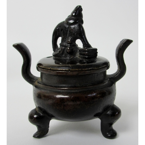 258 - A bronze miniature censer and cover