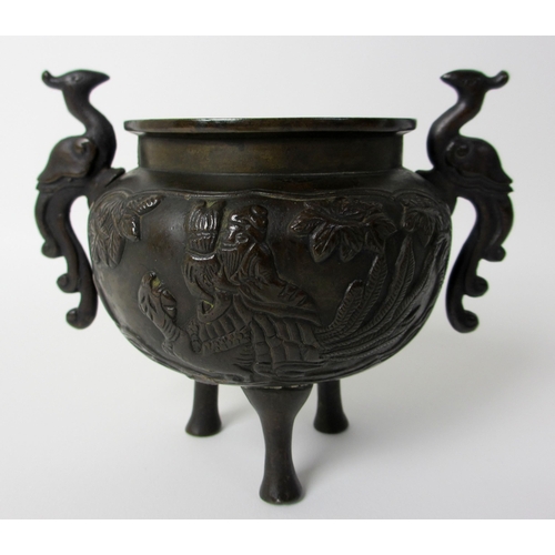 258 - A bronze miniature censer and cover