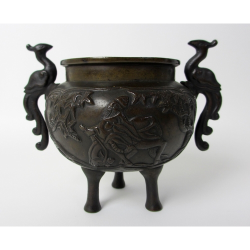 258 - A bronze miniature censer and cover