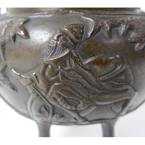 258 - A bronze miniature censer and cover