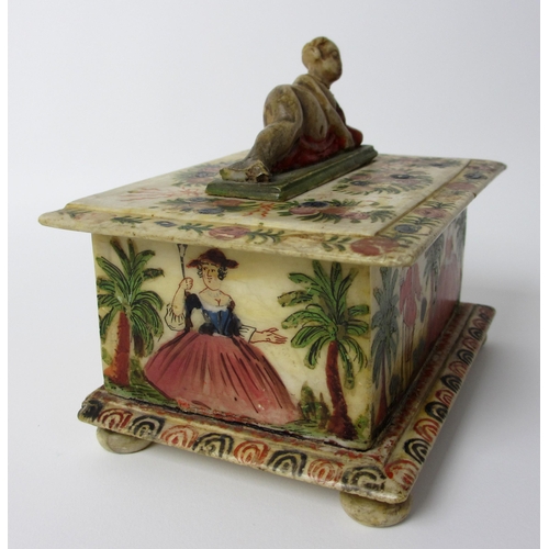 260 - A polychrome and alabaster box