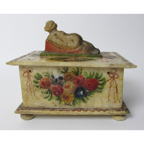 260 - A polychrome and alabaster box