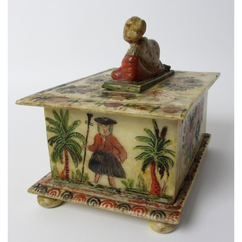 260 - A polychrome and alabaster box