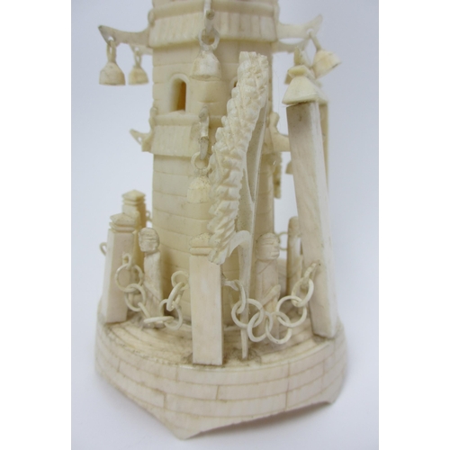 266 - A Chinese carved ivory bell tower