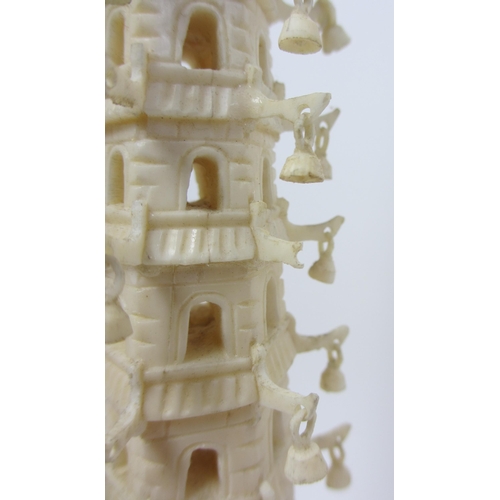 266 - A Chinese carved ivory bell tower