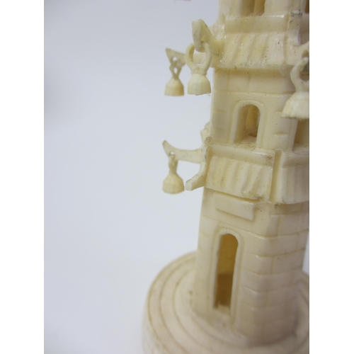 266 - A Chinese carved ivory bell tower