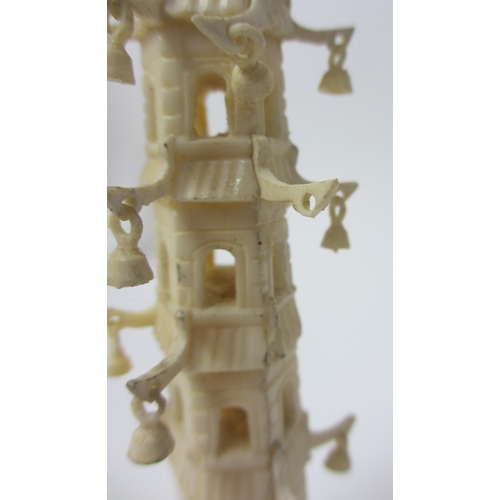 266 - A Chinese carved ivory bell tower