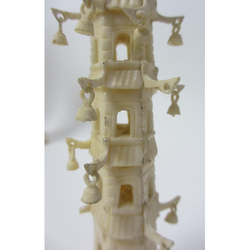 266 - A Chinese carved ivory bell tower