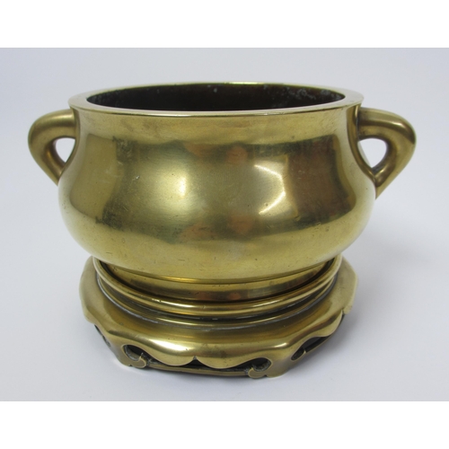 274 - A Chinese bronze censer and bronze stand