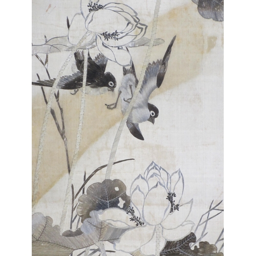 285 - A set of four Chinese silk embroidered panels