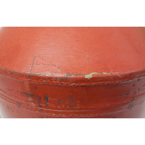 309 - A two tier red leather mandarin hat box