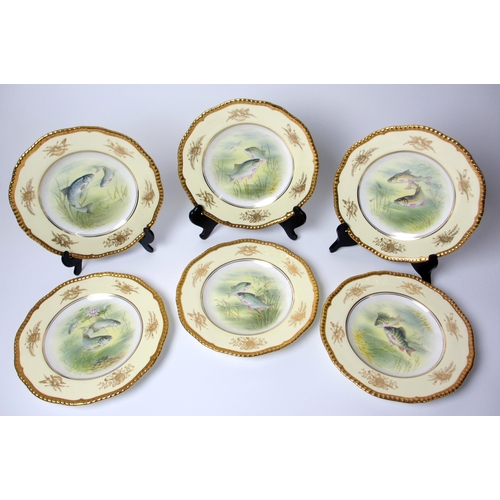 480 - A set of six Coalport pictorial dessert plates