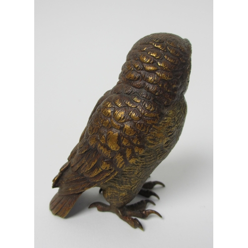 487 - A cold painted bronze model of a budgerigar