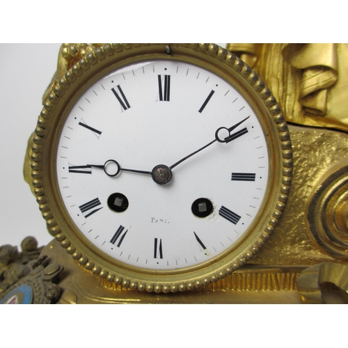 489 - A French gilt metal mantle clock