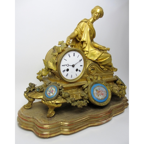 489 - A French gilt metal mantle clock