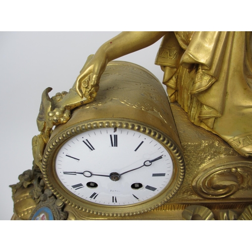 489 - A French gilt metal mantle clock