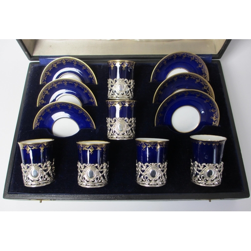 491 - A Spode blue ground and gilt coffee set