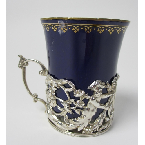 491 - A Spode blue ground and gilt coffee set