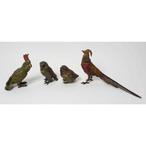 492 - A cold painted bronze model of a pheasant