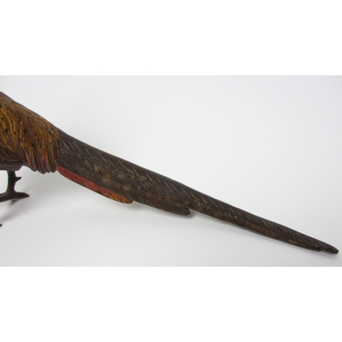 492 - A cold painted bronze model of a pheasant