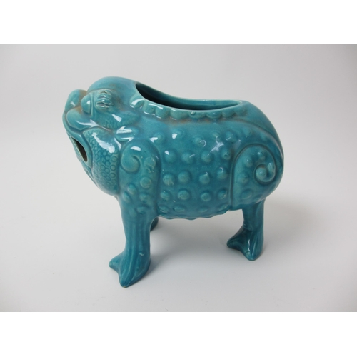 499 - A Dunmore turquoise glazed three legged toad