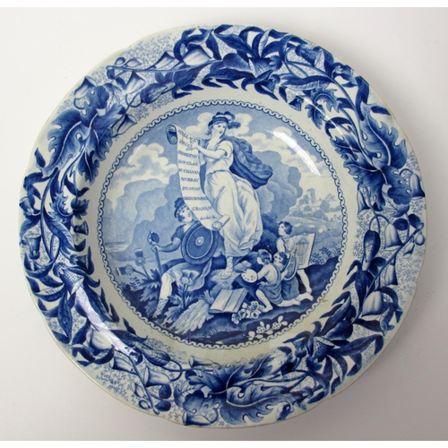 505 - A Caledonia Pottery blue and white printed soup plate