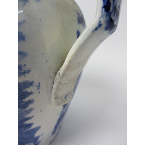 506 - A blue and white jug printed with views of Inveraray Castle