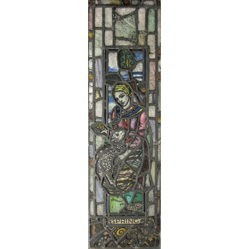 513 - Three stained and leaded glass rectangular panels