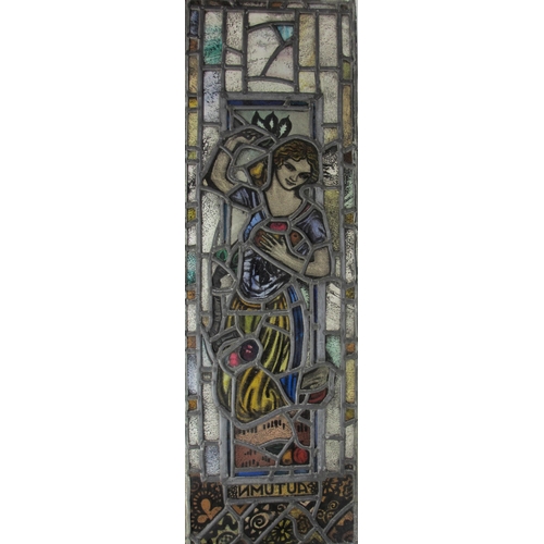 513 - Three stained and leaded glass rectangular panels