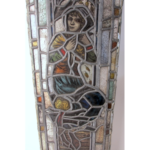 513 - Three stained and leaded glass rectangular panels