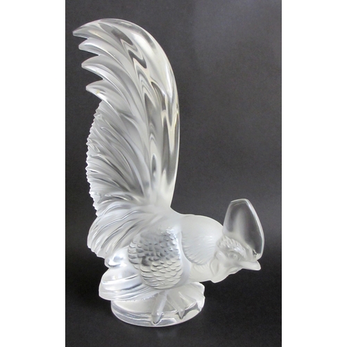 519 - A Rene Lalique clear and satin glass model of a cockerel