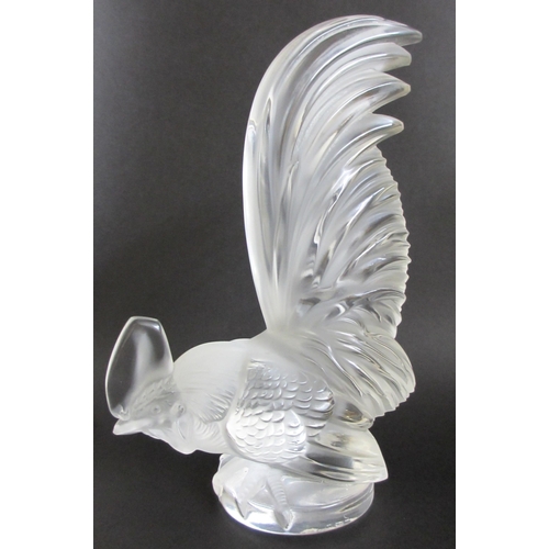 519 - A Rene Lalique clear and satin glass model of a cockerel