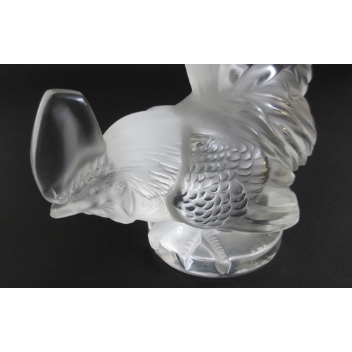 519 - A Rene Lalique clear and satin glass model of a cockerel