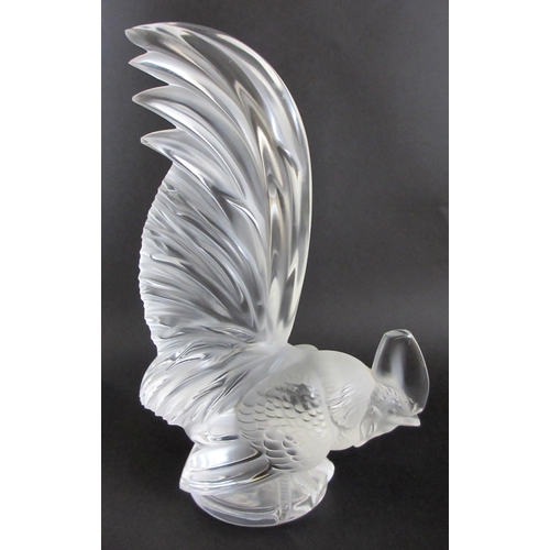 520 - A Rene Lalique clear and satin glass model of a cockerel