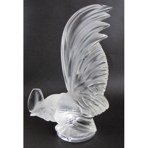 520 - A Rene Lalique clear and satin glass model of a cockerel