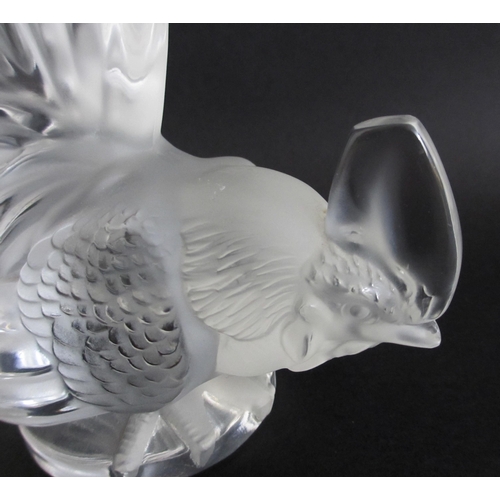 520 - A Rene Lalique clear and satin glass model of a cockerel