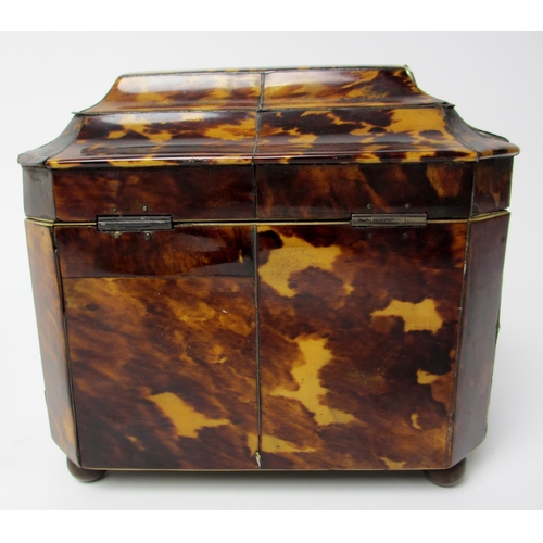 524 - A George III tortoiseshell and abalone shell octagonal tea caddy