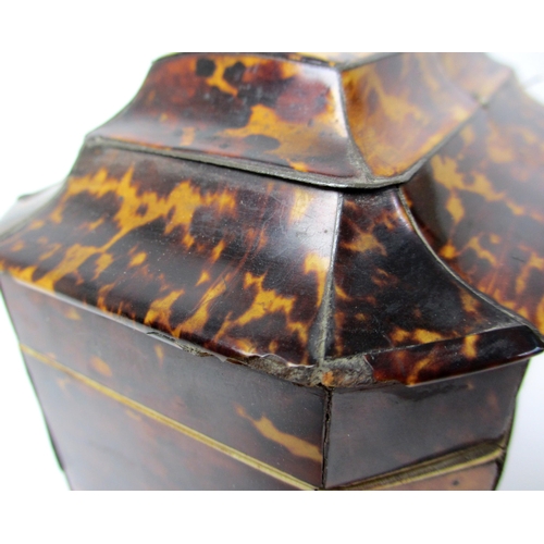 524 - A George III tortoiseshell and abalone shell octagonal tea caddy