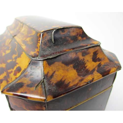 524 - A George III tortoiseshell and abalone shell octagonal tea caddy