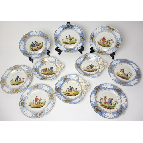 525 - An New Hall porcelain dessert service