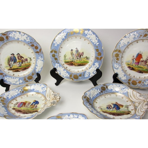 525 - An New Hall porcelain dessert service