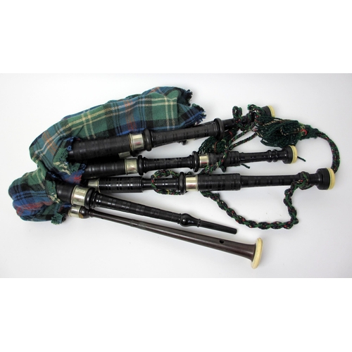 541 - A set of ebony  plated and ivory set of bagpipes