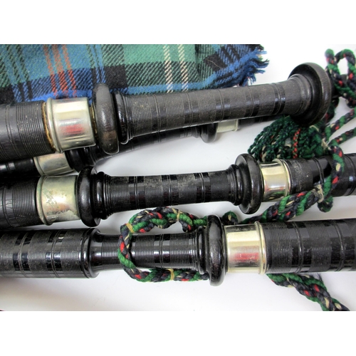 541 - A set of ebony  plated and ivory set of bagpipes