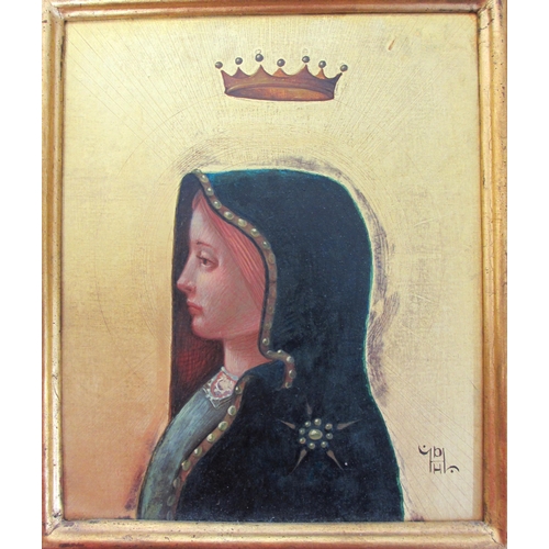 544 - An early 20th century Russian icon of the Madonna in profile