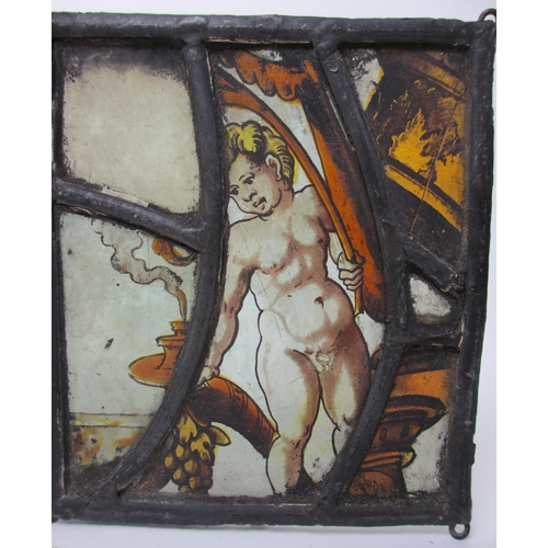 545 - A group of 17th / 18th century stained and leaded glass panels