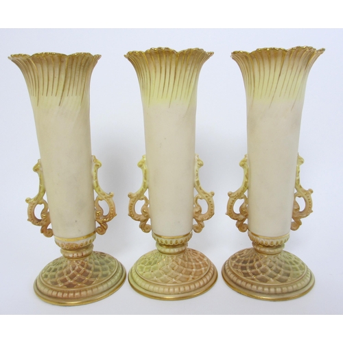 555 - Three Royal Worcester spill vases